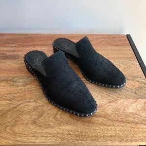 Size 7 Adrianna Papell Black Mules w/Nailhead Trim